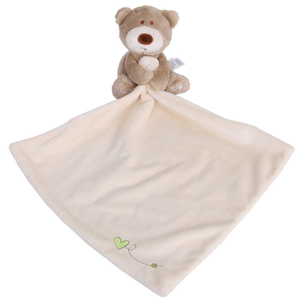 Mjuk babybjörn-snuttefilt, unisex babygåvor snuttefilt, maskintvättbar plyschleksak björn säkerhetsfilt (vit björn)