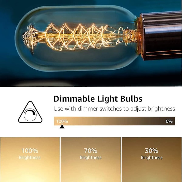 40W B22 Vintage Edison Pærer Bajonet Dæmpbar, B22 BC Filament Vintage Bajonet Pære Varmt Hvid, T45 Antik Retro Pære 230V (3-pak)