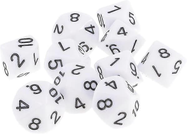 10 stk. 10-sidet D10 Polyhedral For Og Spill Gave Hvit