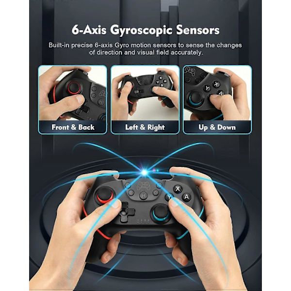 Switch ControllerPro Controller til Switch/Switch Lite/Switch OLED, Switch Fjernbetjening Controller Gamepad Joystick, Justerbar Turbo og Dobbelt Vibration