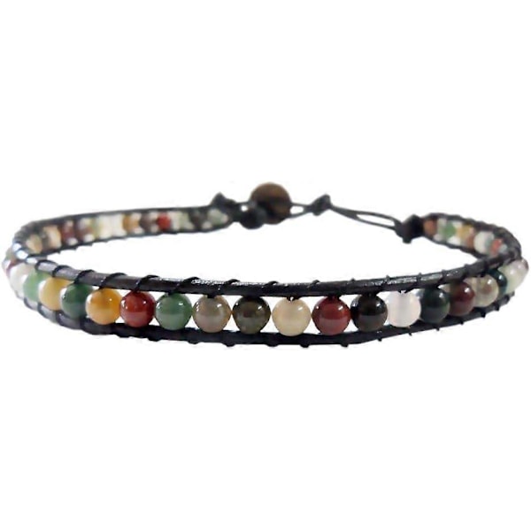 Infinity Trendigt Mode Fotlänk Jaspis Sten Ankelarmband Vävt med Lädersnöre Vacker Handgjord Hippie Bohemisk Stil