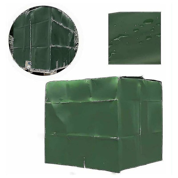 Vattentanksskydd, Tanklock för 1000l tank, Vattentankbehållare Skyddande lock, Dammtät Anti-uv Regnbeständig, 120x100x116cm (grön) Ty