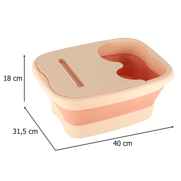 Foldable Foot Bath Tub 13 L with Massage Ribs, Light Pink