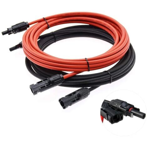Solcelleforlengelseskabel med hann-/hunnplugg for solcelleanlegg, for solcellepaneler og systemer 1 par (AWG12/4 mm² 5m)