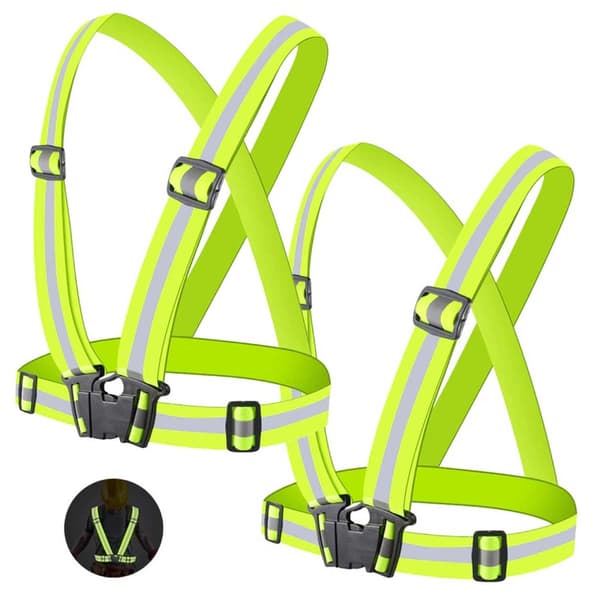 2-pack reflexväst för löpning och cykling, neongul