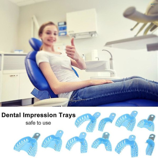 Set med 10 st Tandavtrycksbrickor Tandtillförsel Tandhållare Plast Tandläkare
