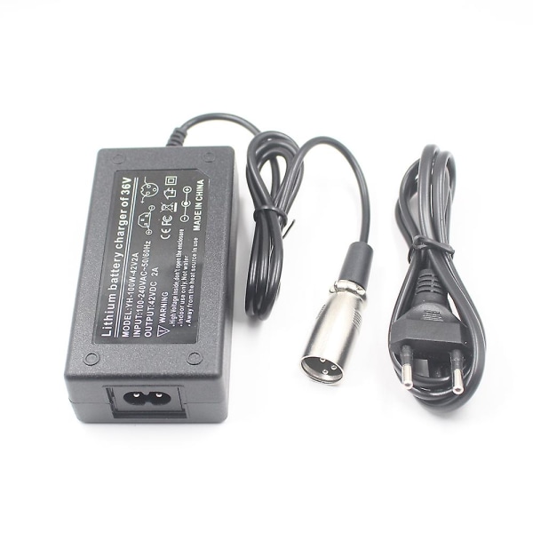 42V 2A 42V2A Laddare för Elcykel Kompatibel med 36V 18650 Litiumbatteripaket med 3-polig XLR-kontakt EU US AU UK