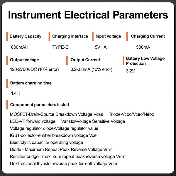 Igbt Spänning Kapacitet Transistor Tester Diode Mos Triode Led Spänning Kapacitet Testverktyg 120-270