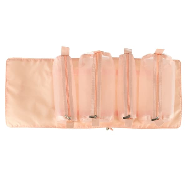 Foldable 4-in-1 Cosmetic Bag with 4 Detachable Compartments, Pink