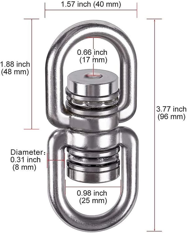 Rustfri Svingbar Permanent, Opptil 1200LB 360° Rotasjon Hengefeste