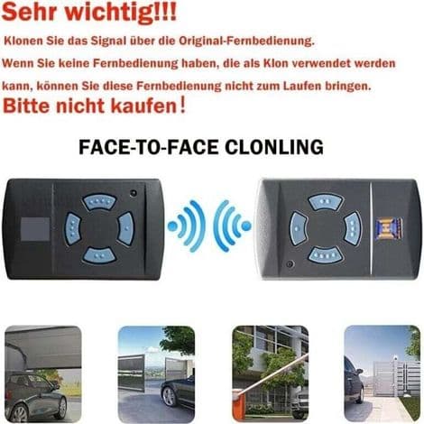 HSM4 868 MHz Garasjeportfjernkontroll – 4 knapper, erstatning for Hörmann-sender, 30m rekkevidde