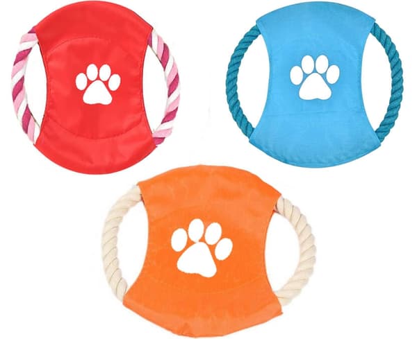 Hundleksak tugg-dragrep frisbee-skiva