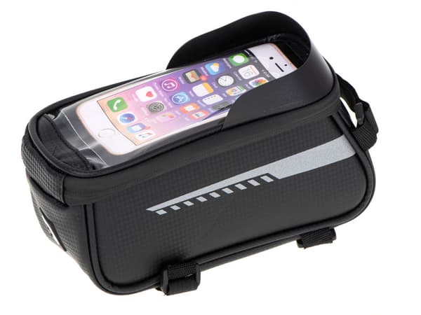 Waterproof bicycle bag with phone holder for frame/handlebar universal