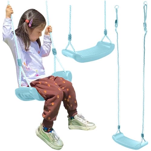 Plastic swing for children powder blue with adjustable ropes, max 50 kg