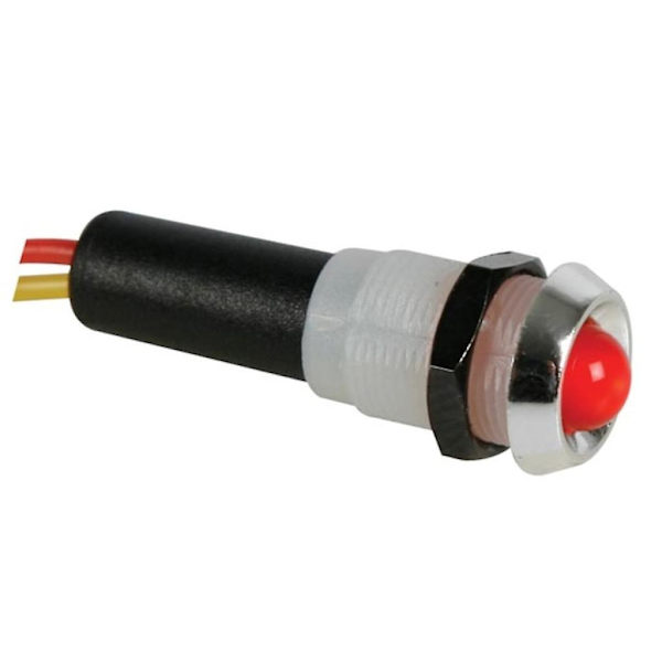 LED-lampa 24V Röd - Kromhölje