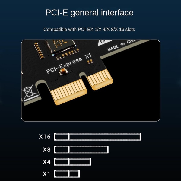 USB 3.2 och typ C PCI-E expansionskort PCIE till USB styrenhet 6-portar + 2-portar USB-C 3.2 PCI-E-kort A