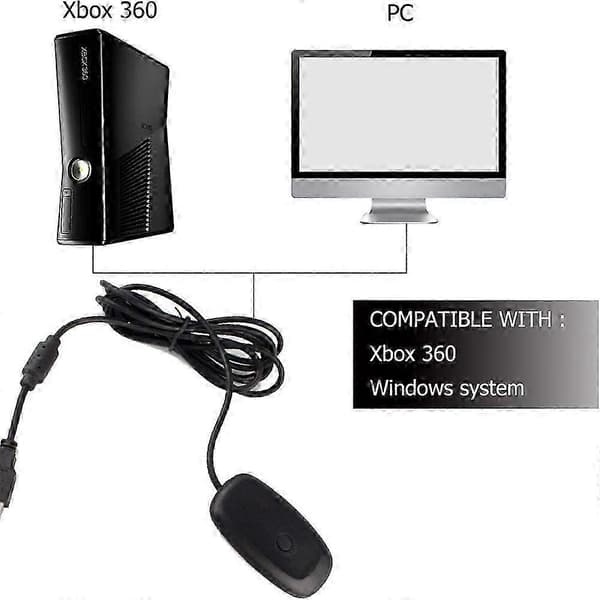 360 Trådløs Kontroller Mottaker for PC - Windows Spilladapter - Svart