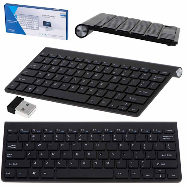 Wireless Keyboard 2.4GHz USB for Smart TV/PC/Mac/Android Black