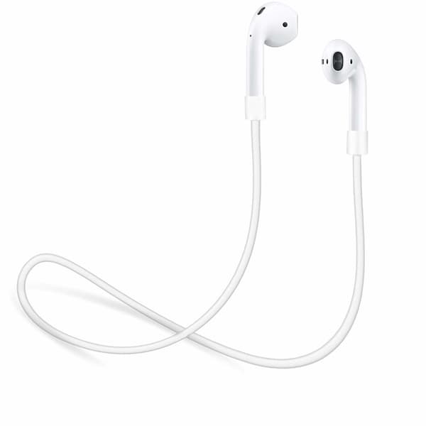 2x White Magnetic Silicone Cord Apple AirPods Strap Straps