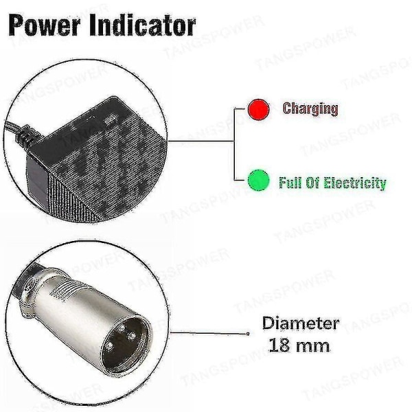 48V 2A Blybatterilader for 57,6V Blybatteri Elektrisk Sykkel Scooter Motorsykkel Lader 3-pinners XLR-kontakt