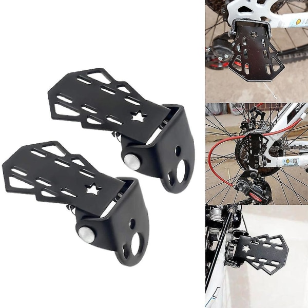 2 st cykel bakre pedal hopfällbar cykel fotstöd för barn baksäte säkerhet halkfri fotstöd