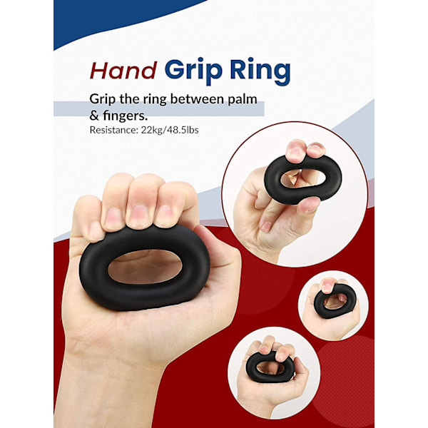 Håndgrebsstyrkeforstærker, Tællende Underarms Træningskit (6 pak), Justerbar Håndgrebsstyrkeforstærker, Greb Ring, Fingerstrækker, Fingerøvelse