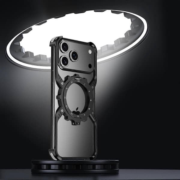 TKdaddy Magnetiskt Skal för iPhone 17 Pro Max, Lysande Ställ, X-Formad Stötfångare i Aluminiumlegering, Silver