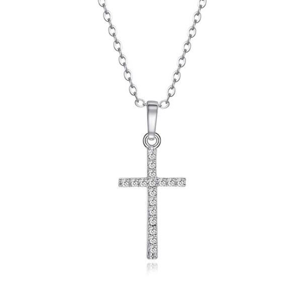 Silver Cross Necklace Chain with Diamonds Silver Chain