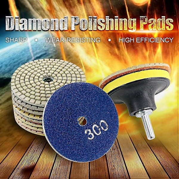 11 st 3 tum 80 mm Diamantpoleringsdynor Kit Våt/Torr för Granit Sten Betong Marmor Polering Gr