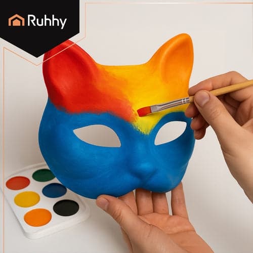 Cat Masks DIY White Pulp 10-pack with Elastic Bands 17x18 cm