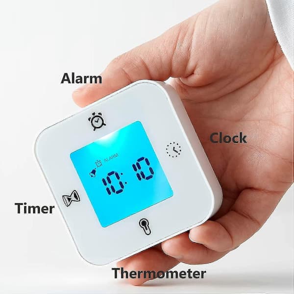 Ur/termometer/alarm/timer, 4-i-1 Bordur (hvid)