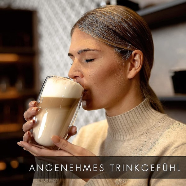2024, Design Latte Macchiato Glas (4 X 330ml) - Dobbelt-væggede Glas Fremstillet Af Borosilikatglas