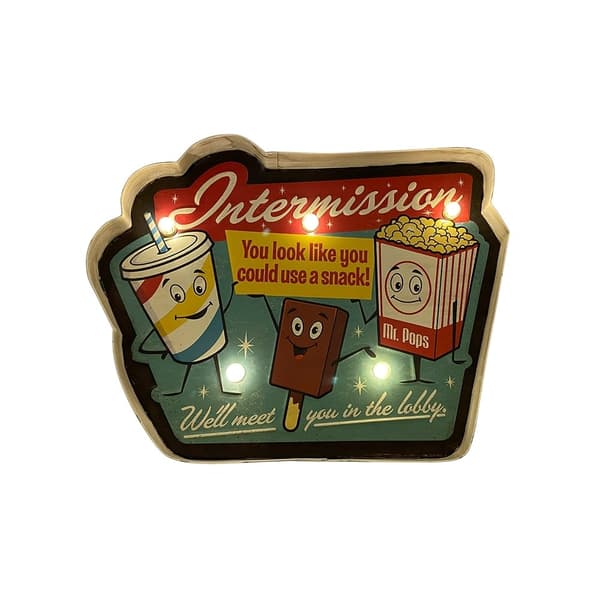 Retro-kyltti INTERMISSION valolla