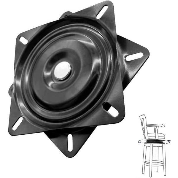 Fyrkantig skivspelare, skivspelare med kullager, skivspelare för metallmöbler, Universal 360 roterande skivspelare, för pallar, bord, hyllor (svart) ternel