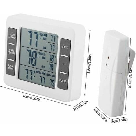 Køleskabsfryser Termometer Digital Alarm Lydalarm Med Trådløs Sensor Min/Maks Display