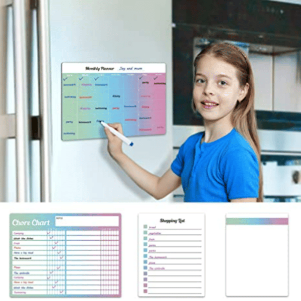 Magnetic Whiteboard Set, Writing Board, Pens and Magnets MultiColor