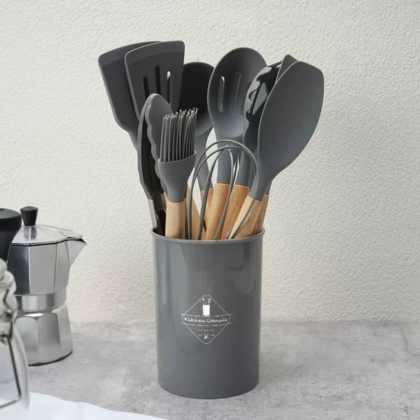 12-piece Silicone Kitchen Utensil Set with Storage Stand – Complete and Practical Kitchen Equipment