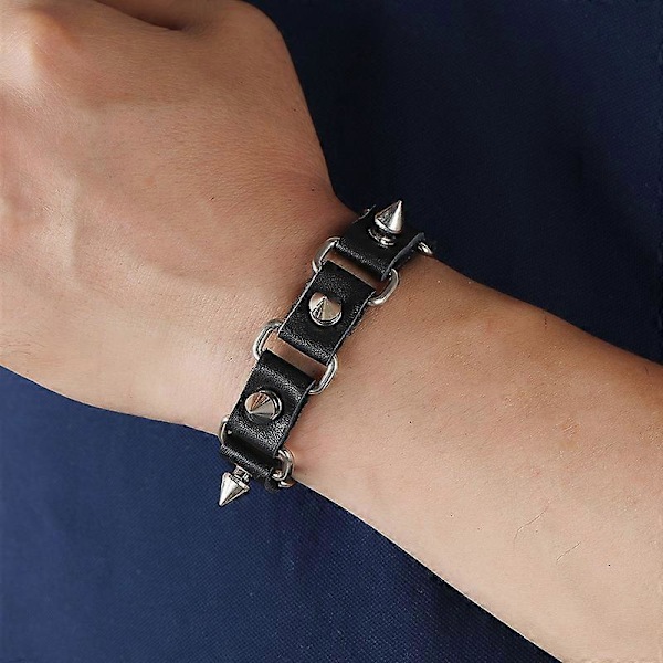 2 stk. PU Læder Armbånd Punk Armbånd Justerbart Goth Manchet Armbånd Gotisk Nitte Spænde Armbånd til Mænd Kvinder