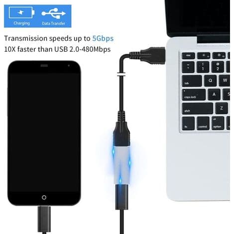 Sølv 2-pak USB-C til USB 3.0, USB 3.1, USB 3.0 hun til USB-C hun adaptere, kompatibel med iPhone 11, Google Pixel, Samsung Galaxy S20, Huawei