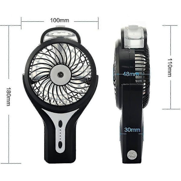 Mini Kannettava USB Sumutintuuletin Henkilökohtaisella Viilentävällä Sumutuskostuttimella Ladattava Kannettava Mini Sumutintuuletin Kotiin, Toimistoon ja Matkoille Musta 1kpl