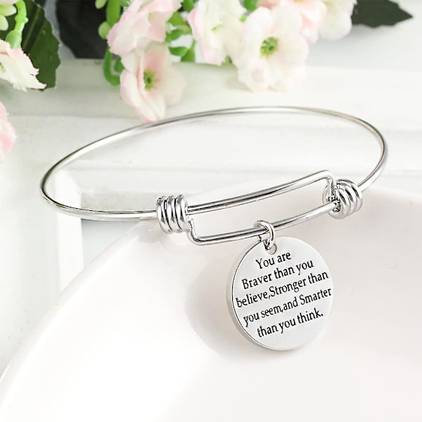 Du är modigare starkare smartare än du tror Inspirerande utdragbar armband dam