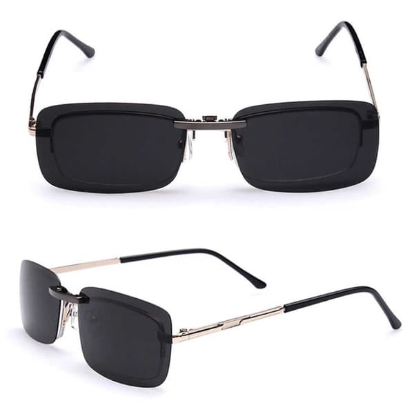 Clip-on aurinkolasit metalli hopea peililasit 37x59mm
