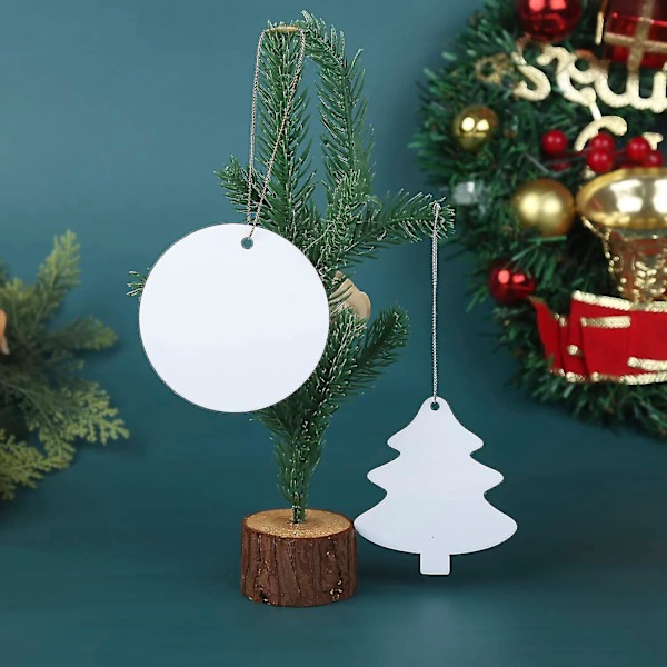 20 kpl Sublimaatiokoristeaihioita 3 tuuman joulukoristeaihioita narulla DIY-aihioita akryylikoriste