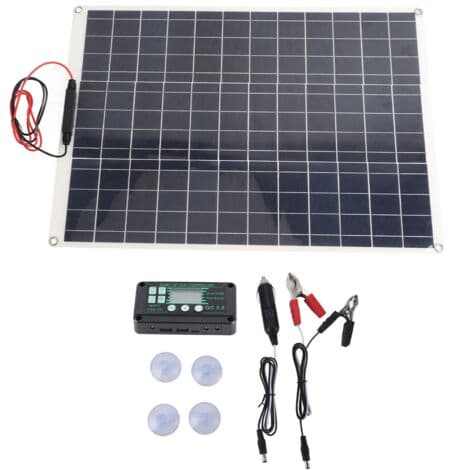 300W 12V/18V Solcellepanel, Bærbart solcellepanel med solcelleladeregulator + kabel + 4 sugekopper, for batterier, bobil, båt