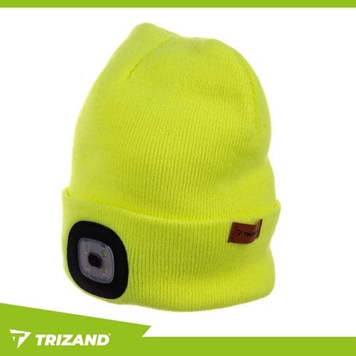 Winter hat with USB rechargeable LED light 3 modes unisex neon yellow