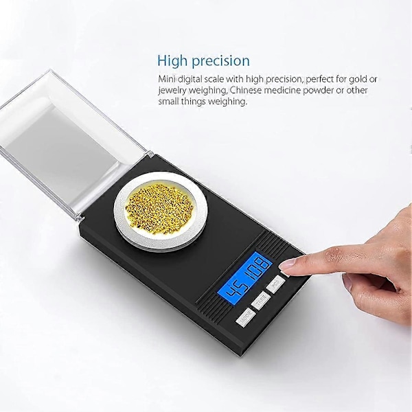 50G/0.001G Milligram Vektskala, Milligram Presisjonsskala, MG, Lommevekt, Laboratorievekt med LCD-skjerm