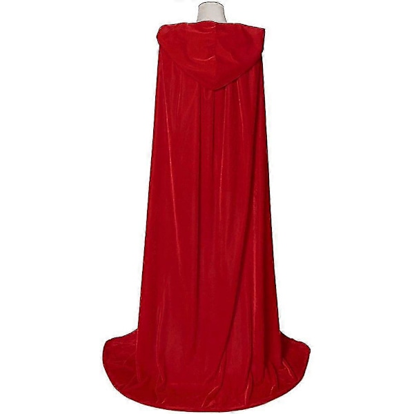 Lang hætteklædt fløjls kappe Halloween Jul Fancy Cape Kostumer 150 cm