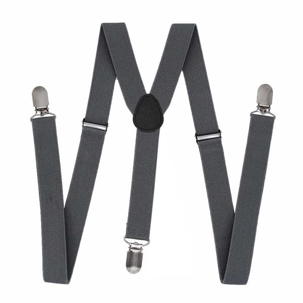 Stylish Slim Grey Suspenders with Clips 2.5cm