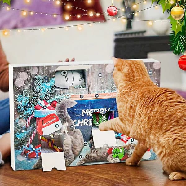 Julkalender 24-dagars nedräkning 2024 kattkalender blindbox, katt leksaker