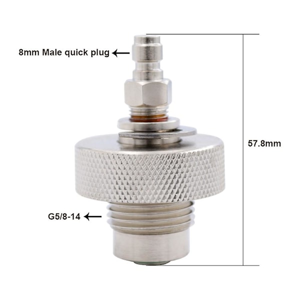 DIN Ventil Fyldningsadapter til Dykkerluftværktøj, 300 Bar, Han / Hun, Rustfrit Stål